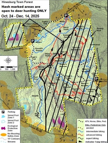 Hunting closures map in Essex Vermont 2025